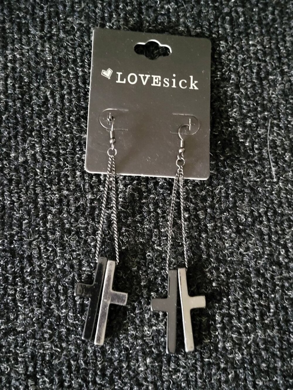 ⚡ 2/$20⚡ LOVESICK Long Black Crosses Earrings Hot Topic